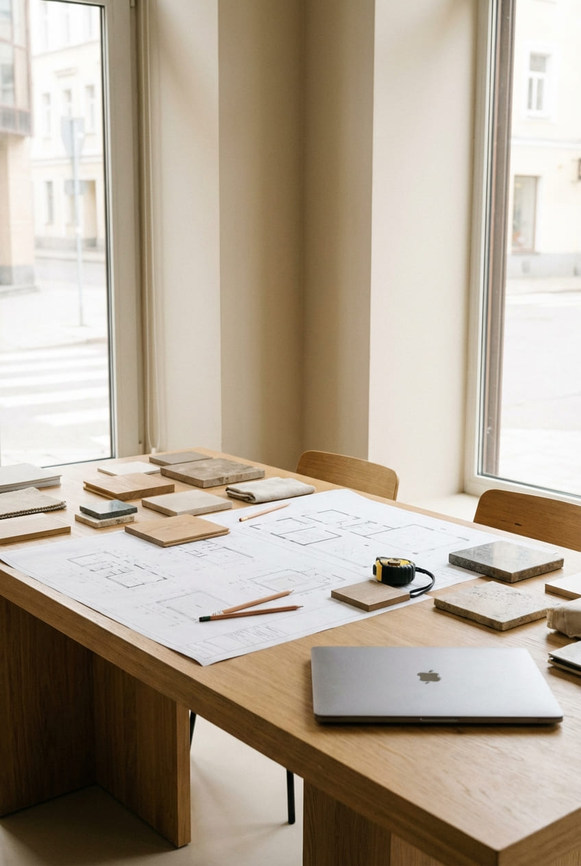 Рабочее пространство студии интерьерного дизайна NOVAÜNİ в Анталии