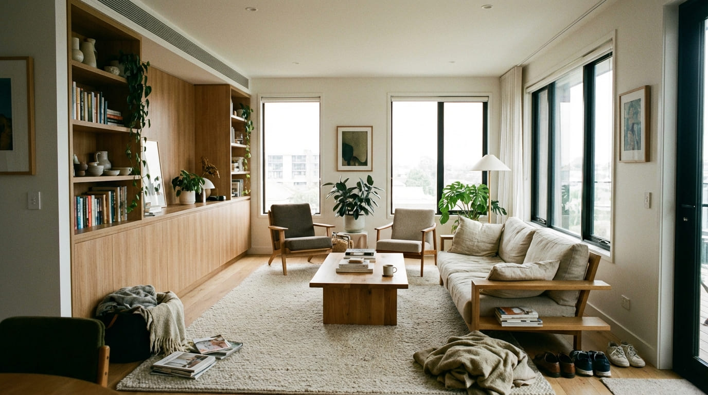 Интерьер квартиры в районе Коньяалты, Анталия — современная планировка гостиной