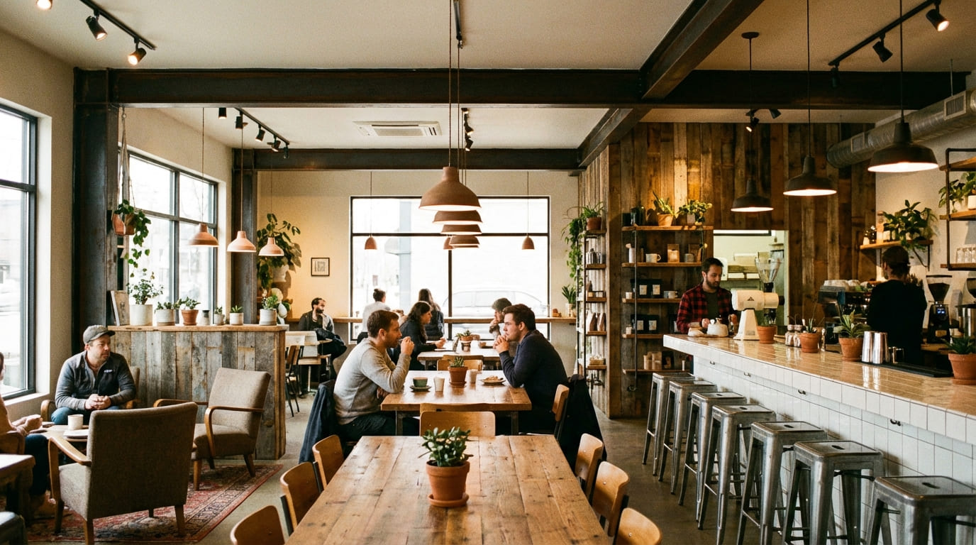 Интерьер кафе в центре Анталии — зонирование и организация пространства